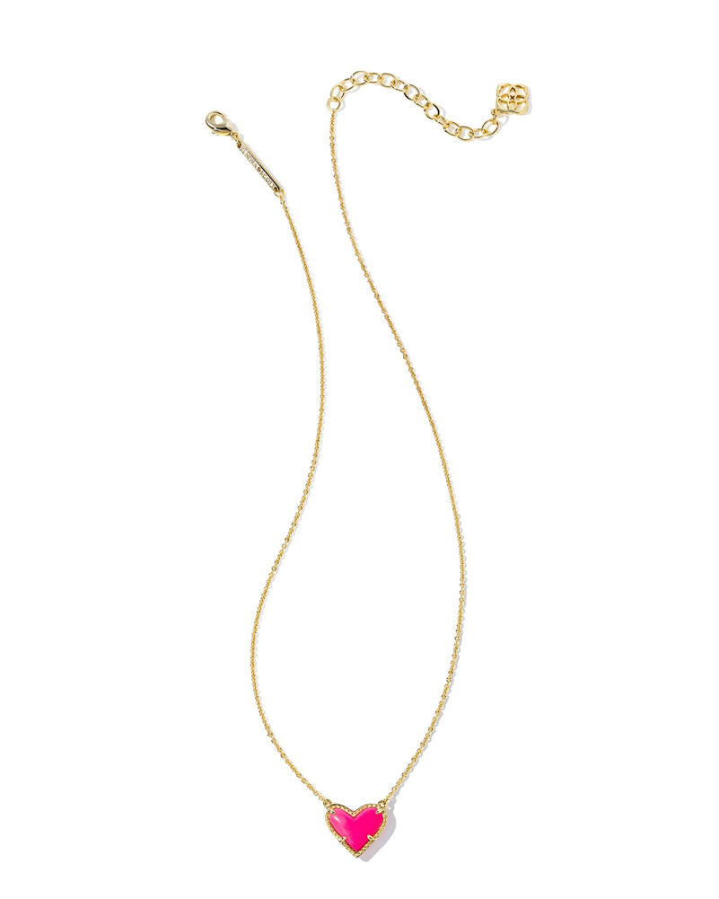 Ari Heart Shrt Pndnt Nck Gold Neon Pink by Kendra Scott