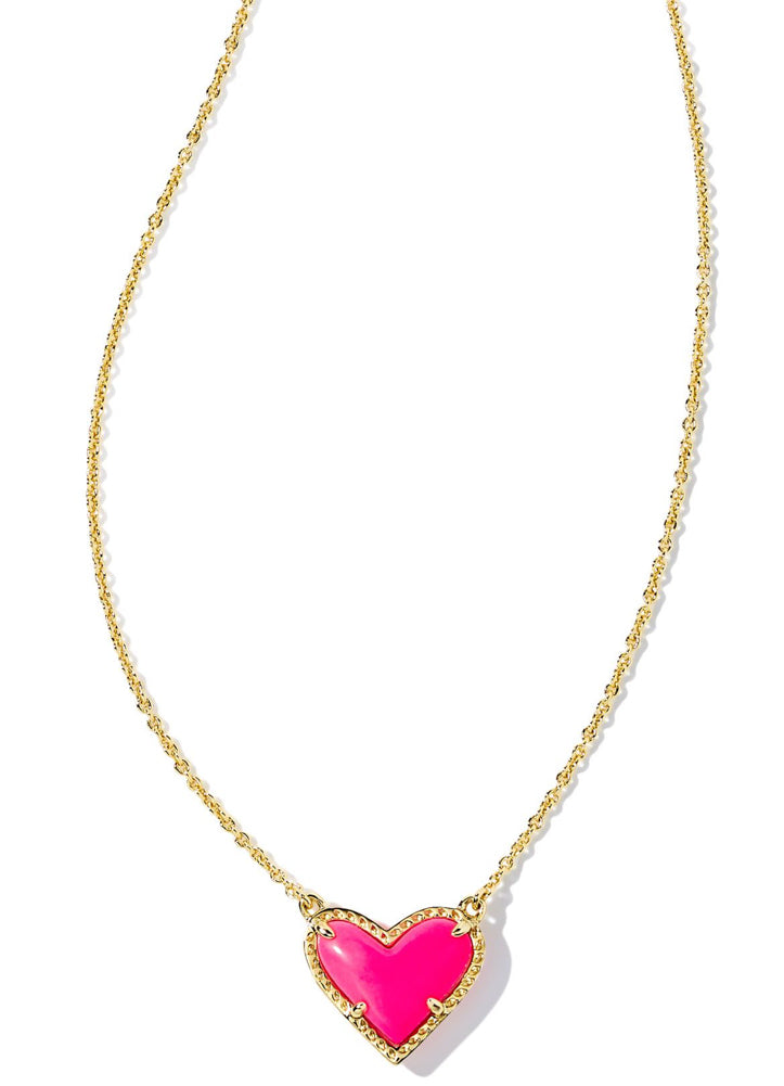 Ari Heart Shrt Pndnt Nck Gold Neon Pink by Kendra Scott