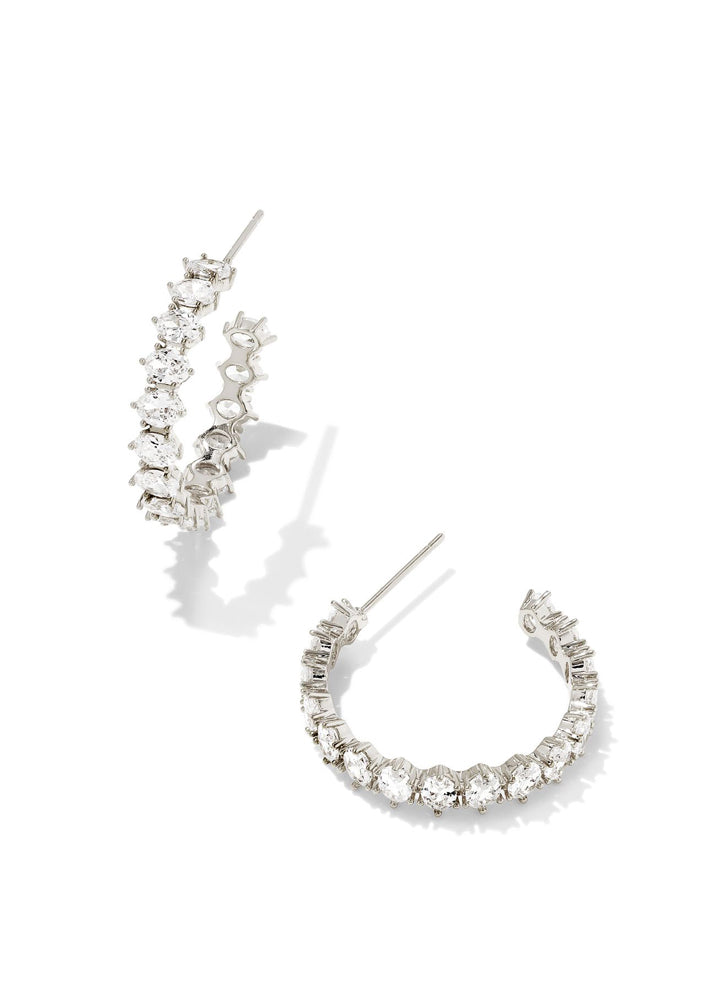 Cailin Cry Hoop Ear Rhod Metal White CZ by Kendra Scott