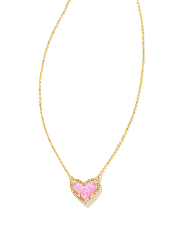 Ari Heart Short Pendant Necklace Gold Bubblegum Pink by Kendra Scott