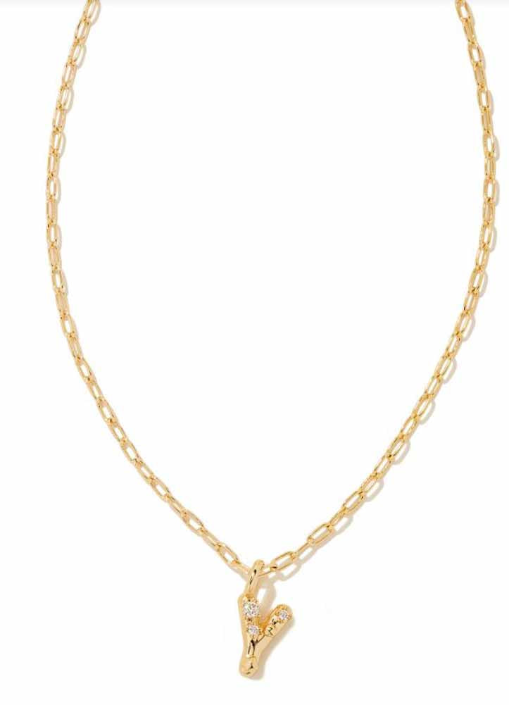 Crystal Ltr Y Pendant Gold by Kendra Scott