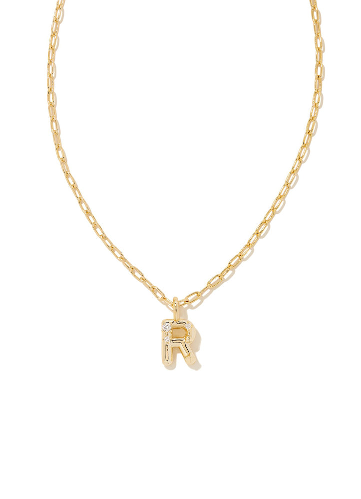 Crystal R Necklace in Gold by Kendra Scott