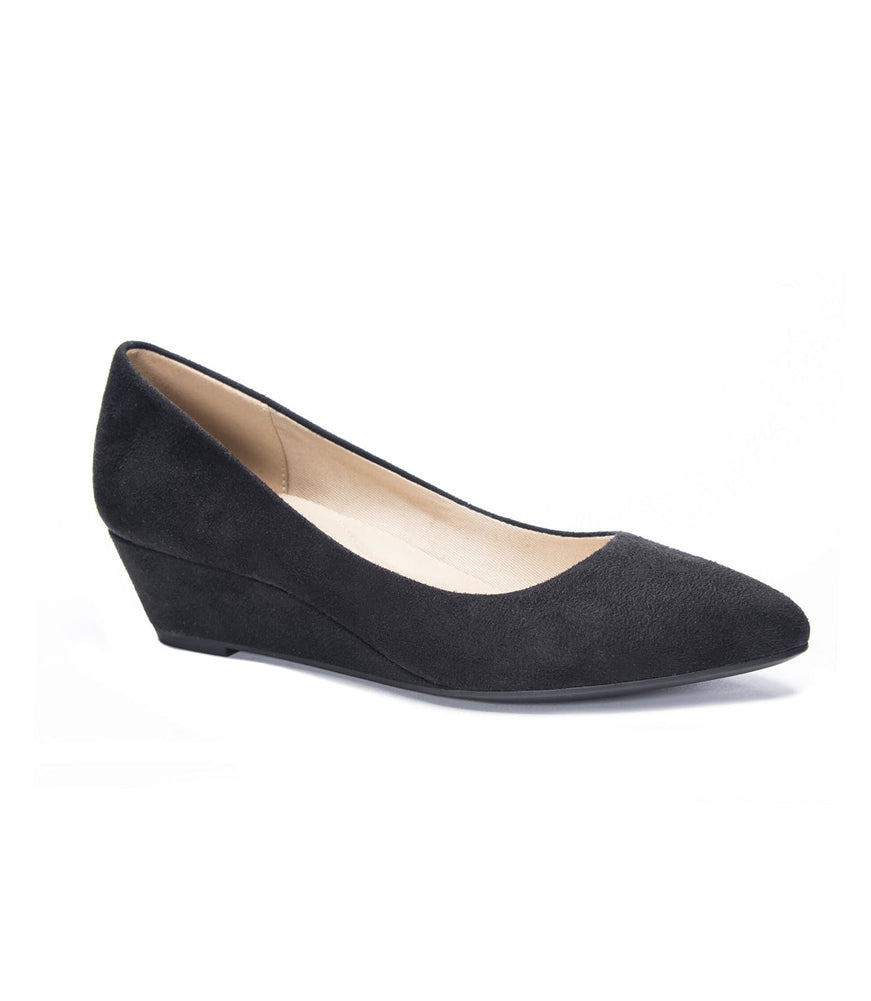 Alyce Suede Wedge in Black by Chinese Laundry