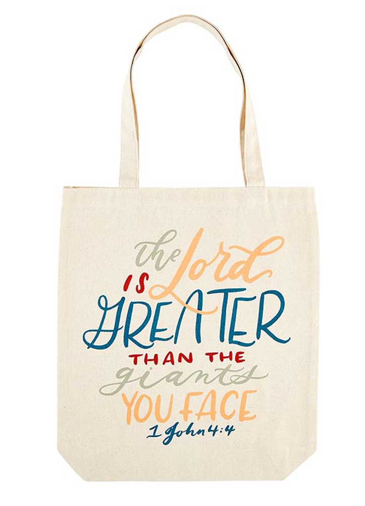 Canvas Tote Lord Is Greater by Faith Works