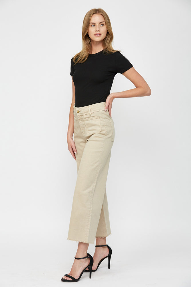 Cropped Wide Leg in Ash Mocha by Mica Denim