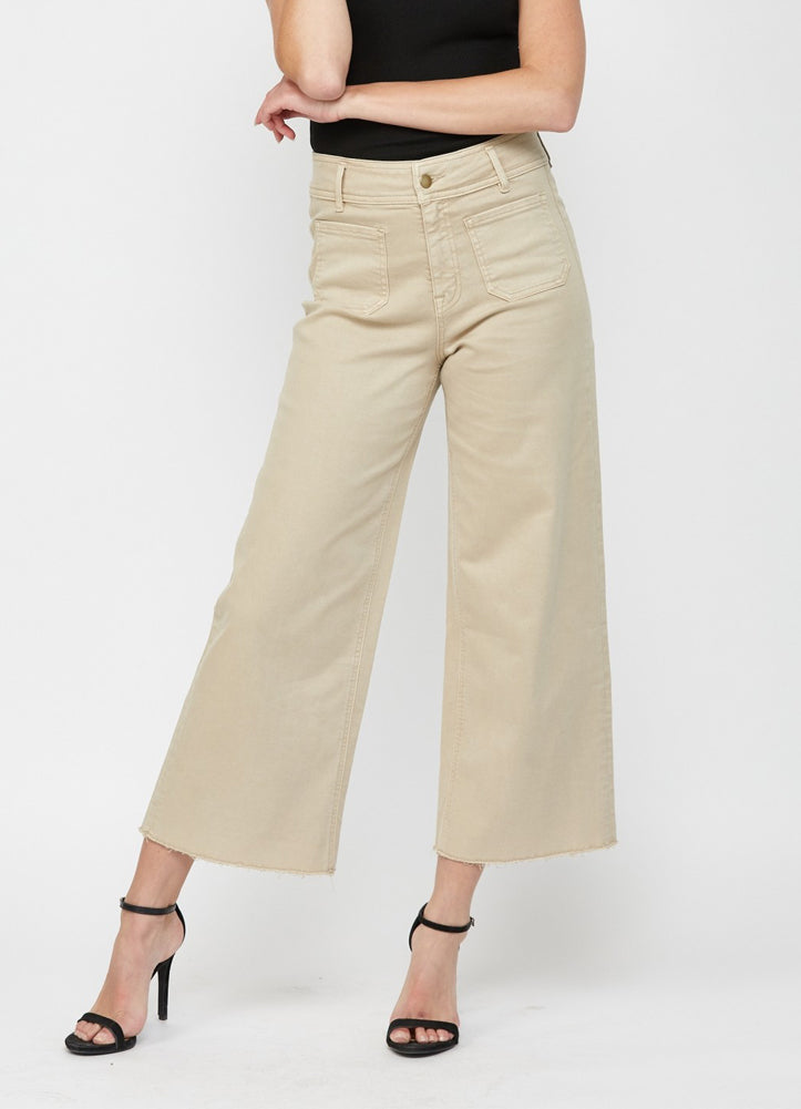 Cropped Wide Leg in Ash Mocha by Mica Denim