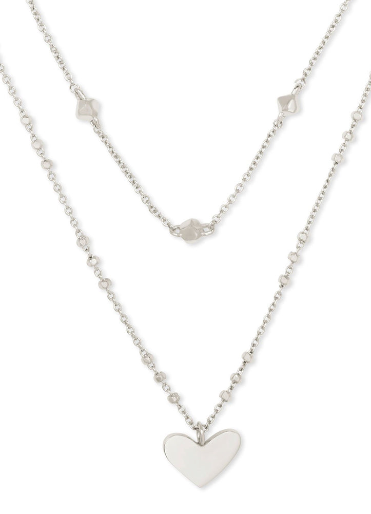 Ari Heart Multi Strand Neck Rhodium Metal by Kendra Scott