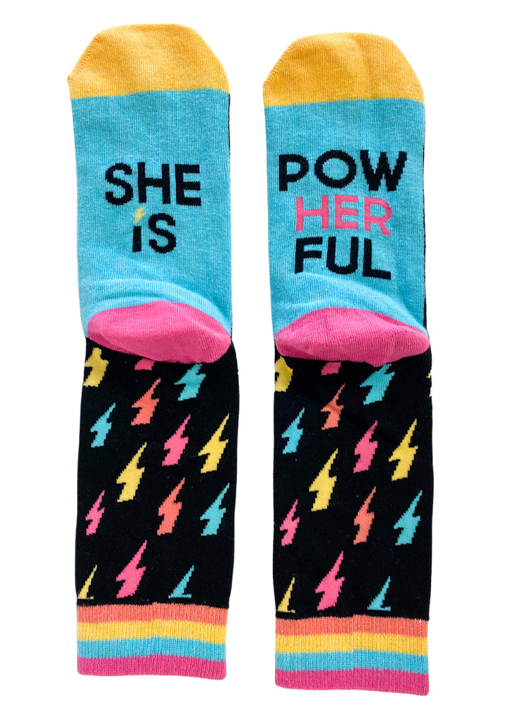 Black She is Pow-her-ful Sock by Jadelynn Brooke