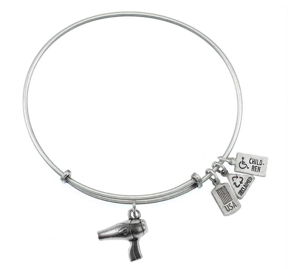 3-D Blow Dryer Charm Bangle in Silver by Wind & Fire Jewelry