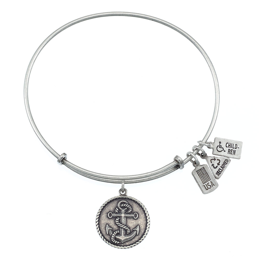 Anchor Bangle in Silver by Wind & Fire