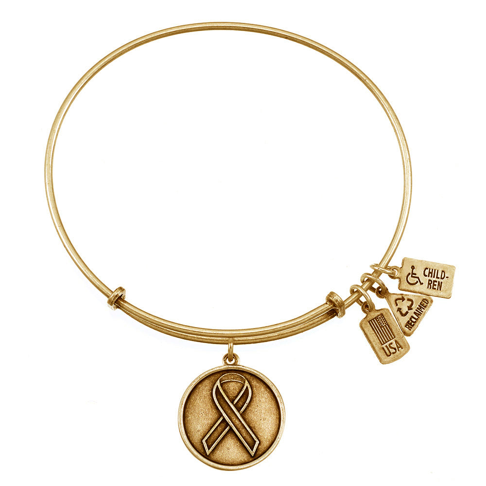 Awareness Ribbon Bangle in Gold by Wind & Fire