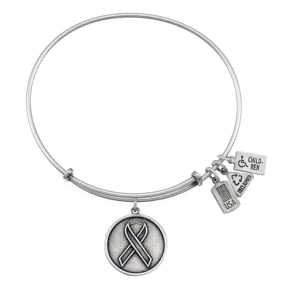 Awareness Ribbin Bangle in Silver by Wind & Fire