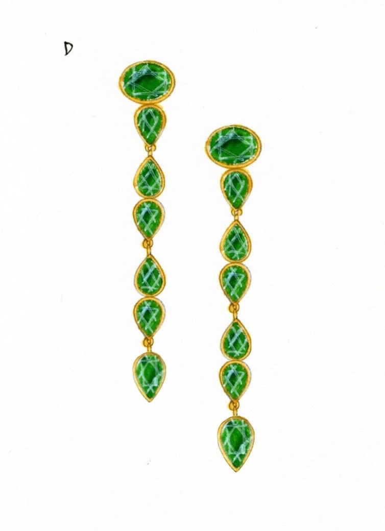 Our sketch of the emerald dangle earrings