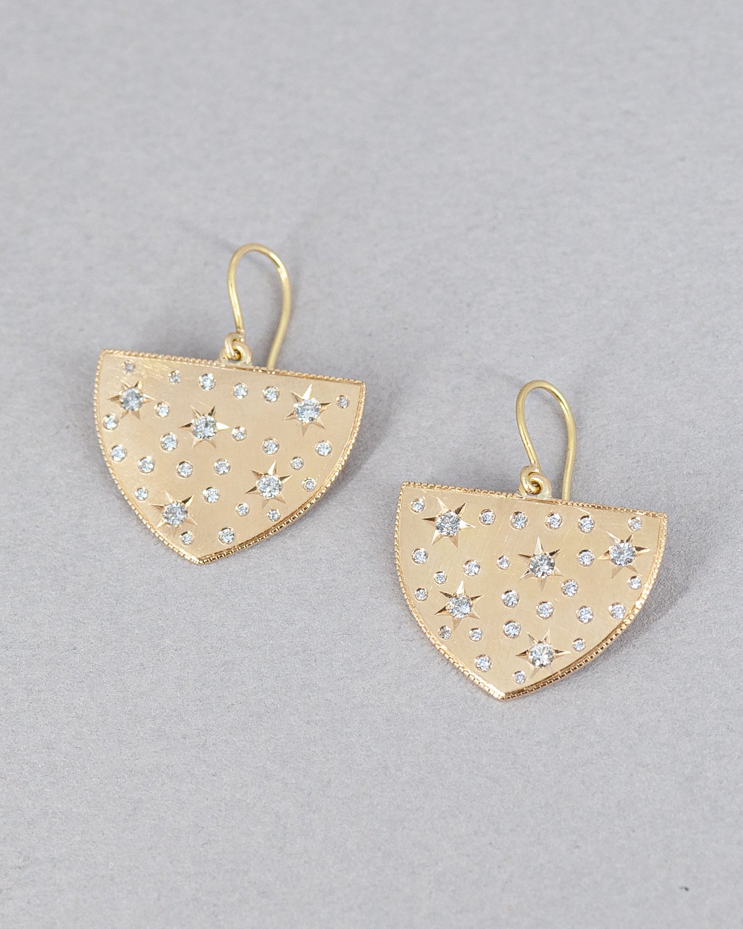 Tiziana's finished shield earrings