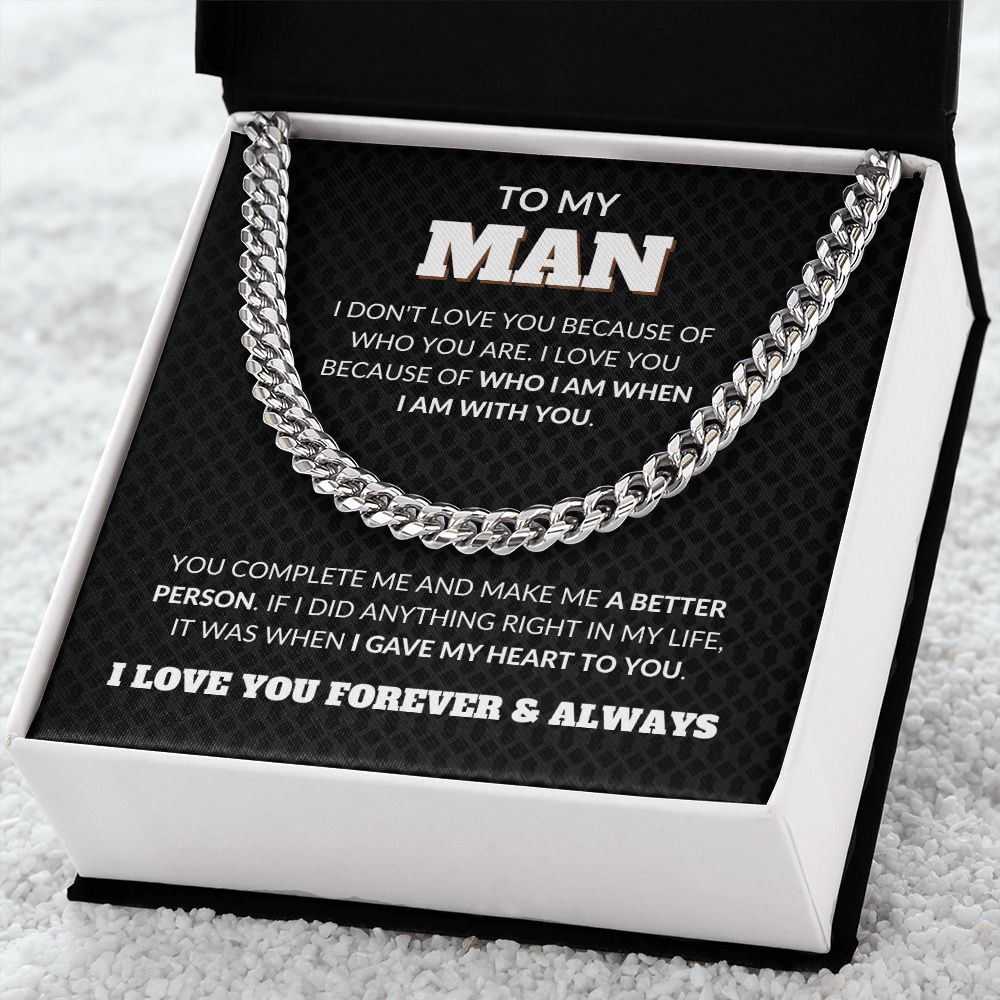 To My Man - You Complete Me Cuban Link Chain