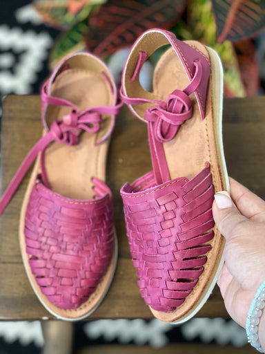 Lace-Up Huaraches- Pink — Agave Girl Boutique