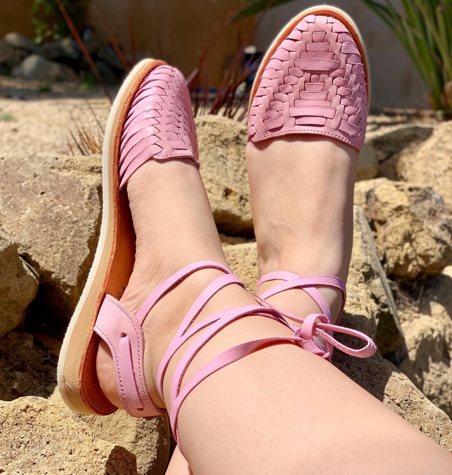pink lace up