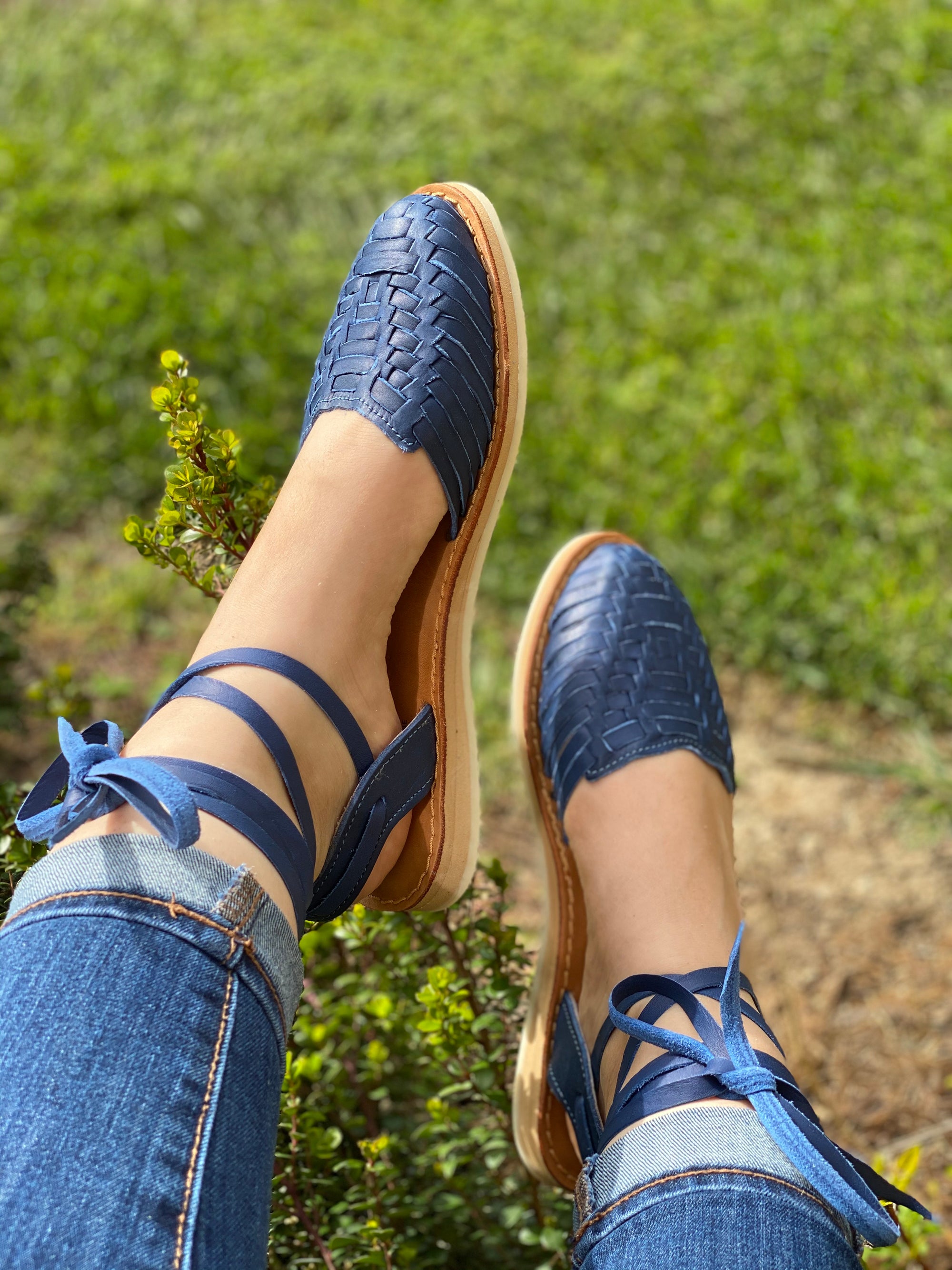 Lace-Up Huaraches -Blue - Agave Girl 