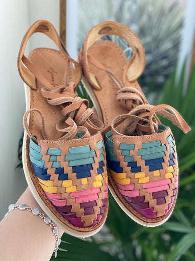 Lace Up Huaraches Pink Agave Girl Boutique