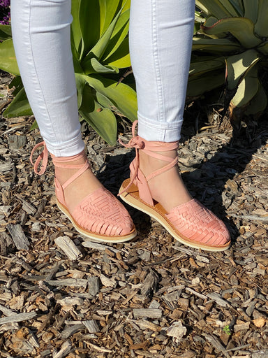 Lace-Up Huaraches- Pink — Agave Girl 