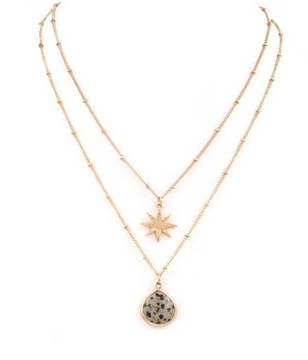 Star & Dalmatian Jasper Stone Necklace *Final Sale*