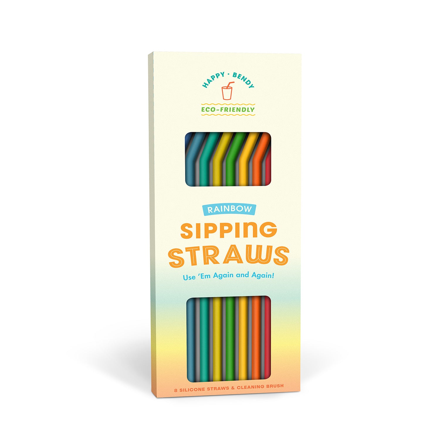 Rainbow Silicone Straws (Set Of 8)