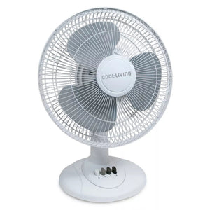 Cool Living 3 Speed Oscillating 12 Inch White Table Fan - Tool Mart Inc.
