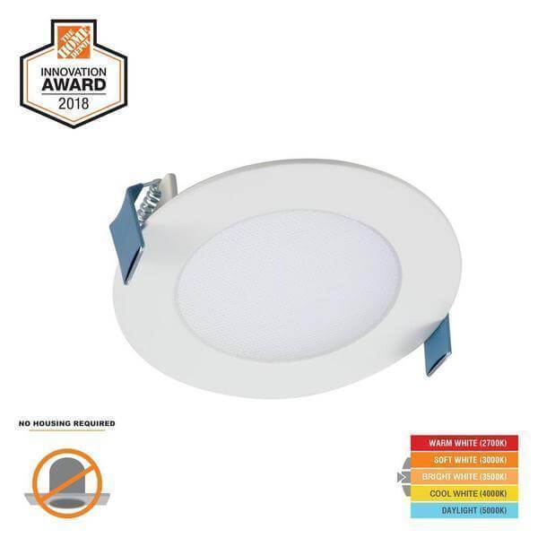 HLB 4 in. White Round Integrated LED Recessed Light Direct Mount Kit with Selectable CCT (2700K-5000K), (No Can Needed) Damaged Box-recessed fixtures-Tool Mart Inc.