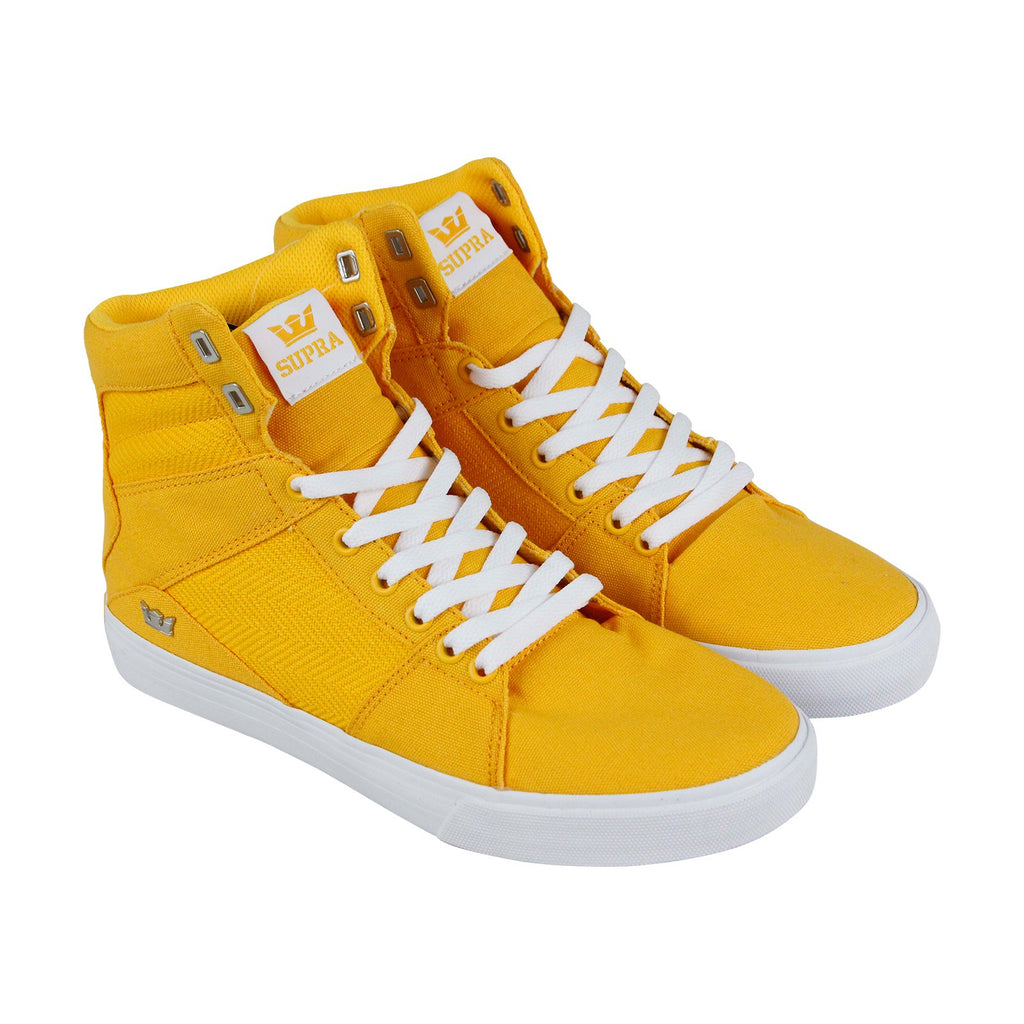 Supra Aluminum Mens Yellow Canvas High Top Lace Up Sneakers Shoes ...
