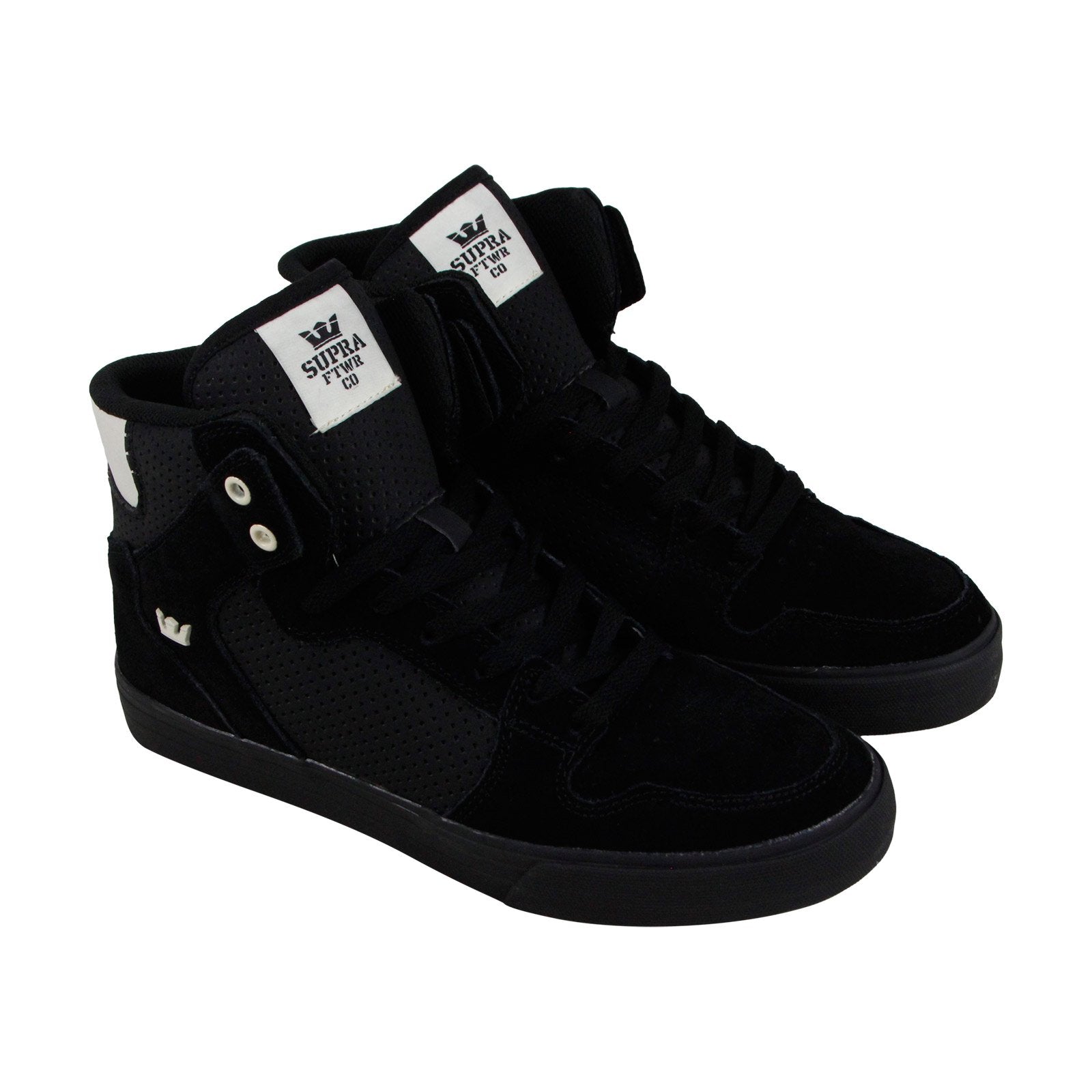 Supra Vaider Mens Black Suede Mid Top Lace Up Skate Sneake - Ruze Shoes