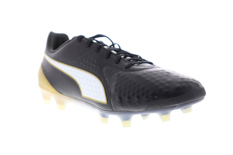 Puma One 1 FG AG 10475201 Mens Black Leather Athletic Soccer Cleats - Ruze Shoes