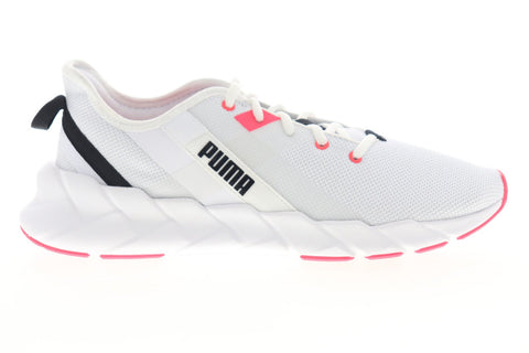 Womens White Mesh Lace Up Athletic 