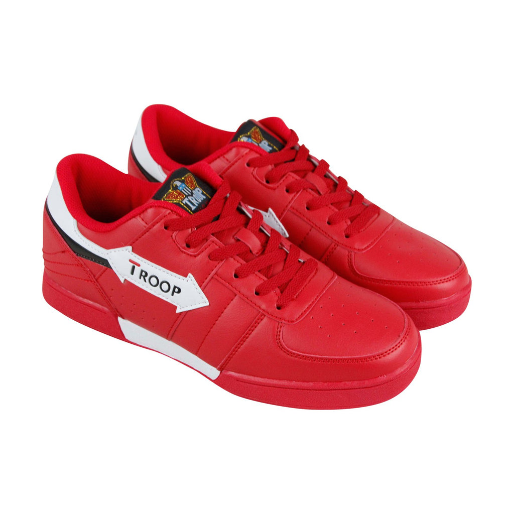 World Of Troop Crown 1CM00075-602 Mens Red Leather Casual Low Top Snea ...