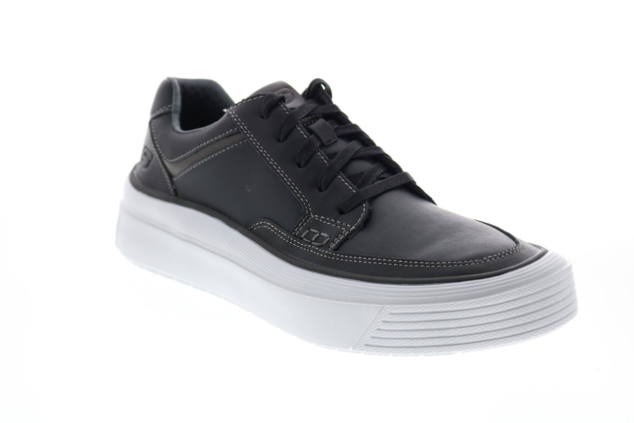 Skechers Viewport Valence 210128 Mens Black Leather Lifestyle Sneakers ...