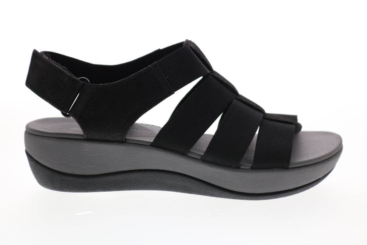 Clarks Arla Shaylie 26128905 Womens Black Canvas Strap Sandals Shoes ...