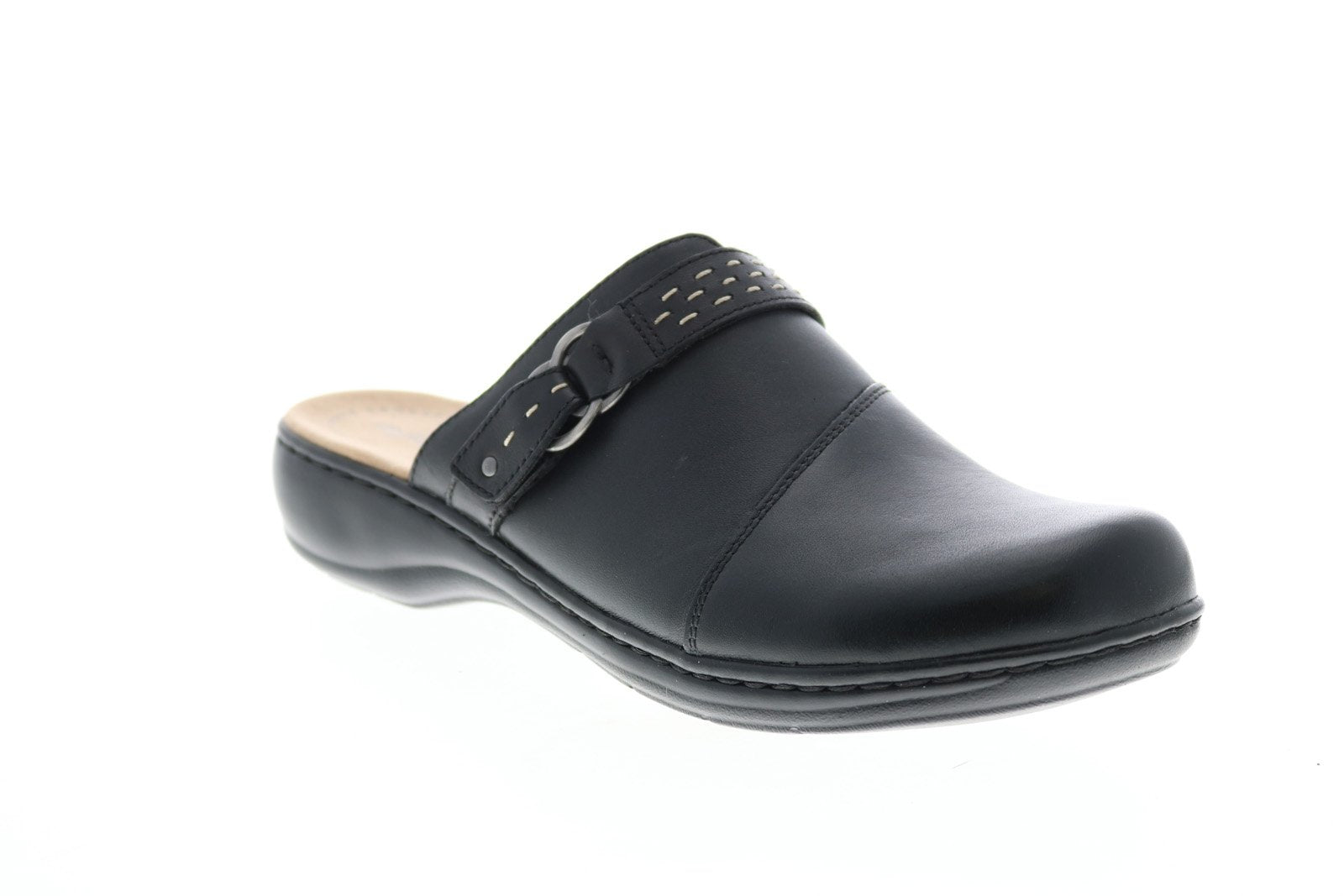 Clarks Leisa Sadie Leather 26128995 Womens Black Flip-Flops Sandals Sh ...