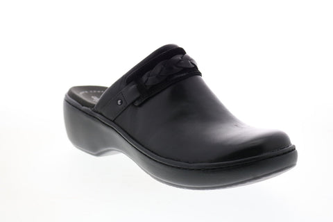 mental Momento para donar Clarks Delana Abbey 26136262 Womens Black Leather Clog Flats Shoes - Ruze  Shoes