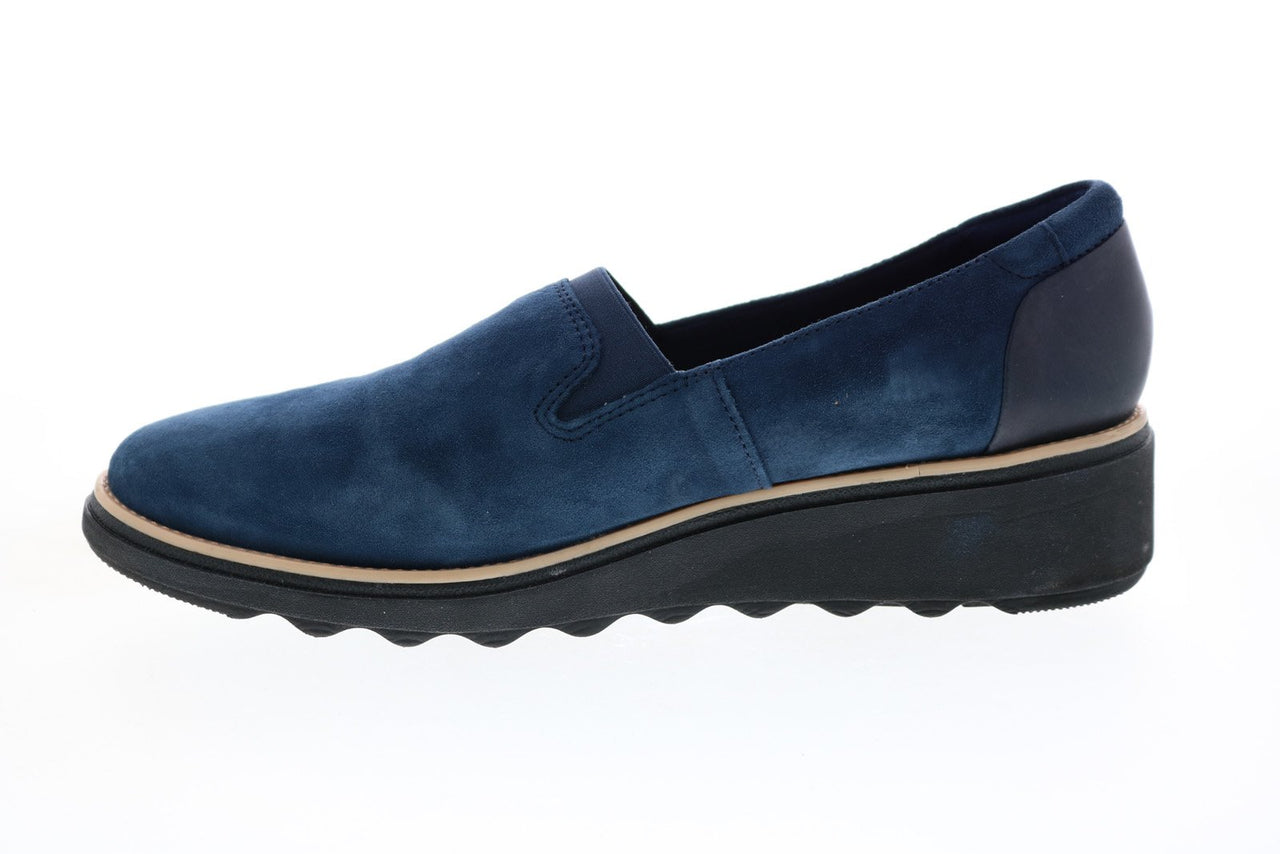 Clarks Sharon Dolly 26136361 Womens Blue Suede Slip On Loafer Flats Sh ...