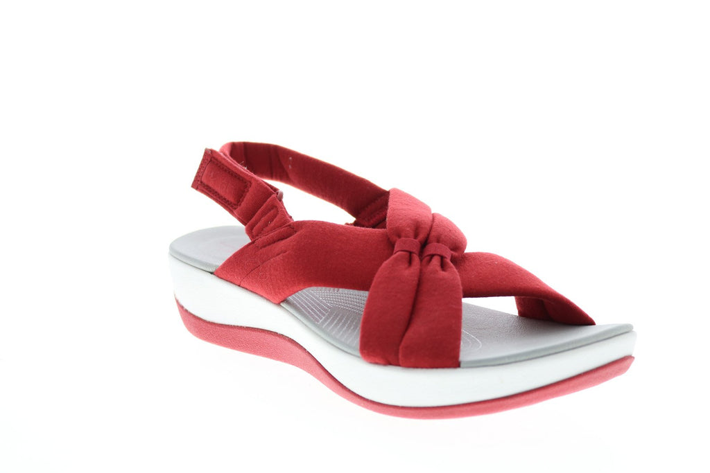 Clarks Arla Belle 26143181 Womens Red Wide Canvas Slingback Sandals Sh ...