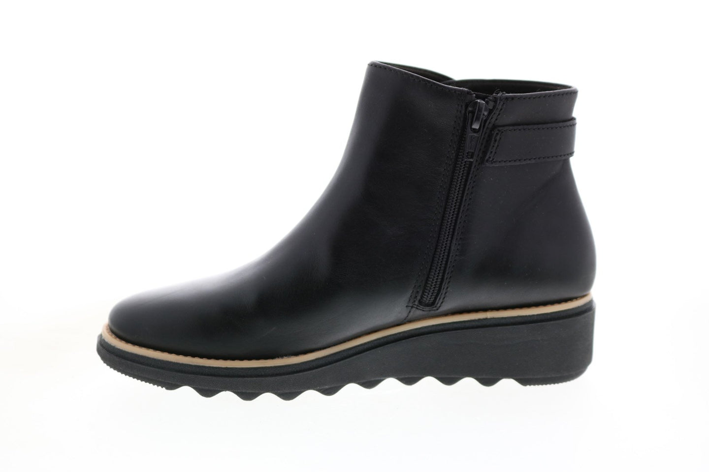 Clarks Sharon Spring 26144296 Womens Black Leather Zipper Ankle & Boot ...