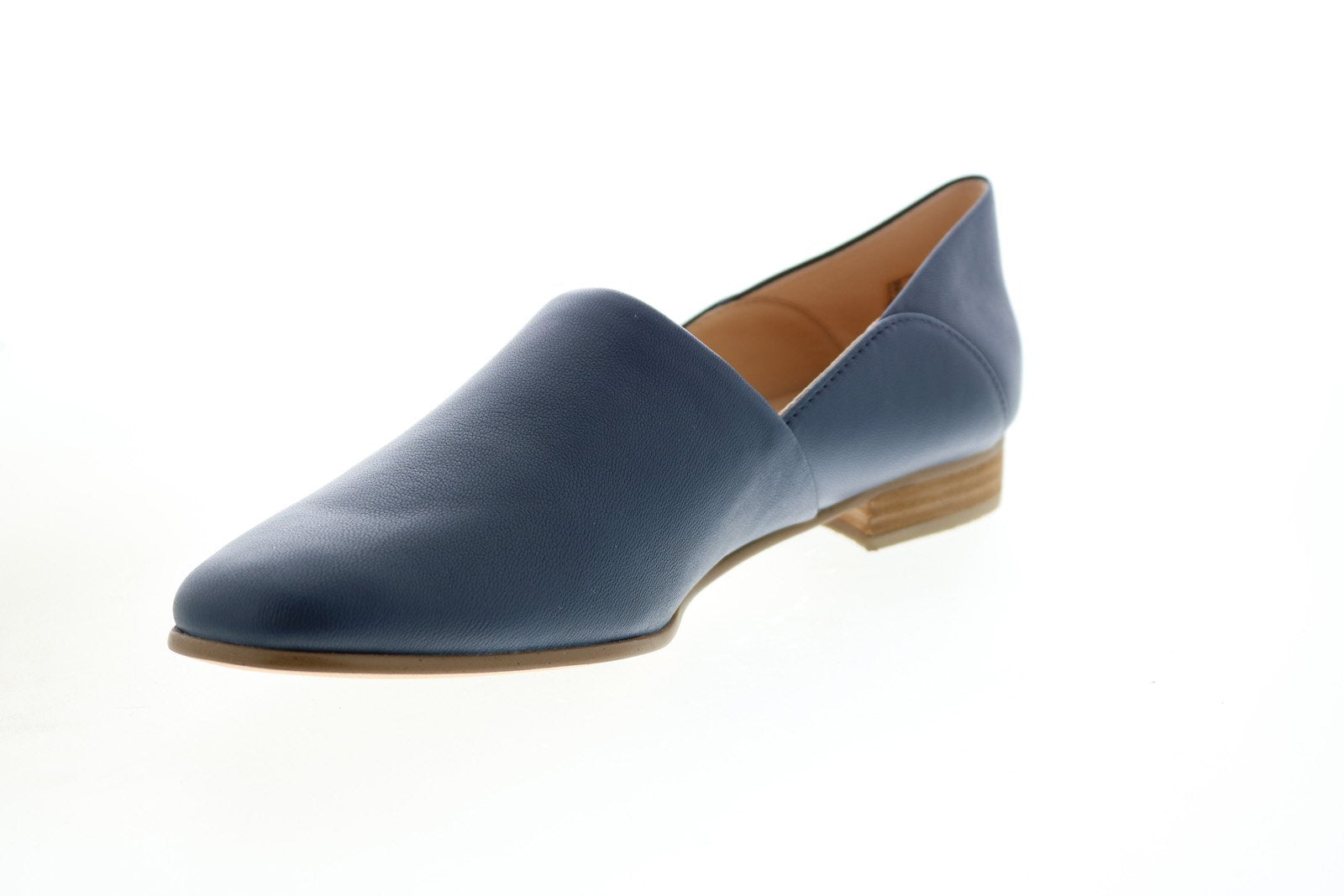 Clarks Pure Womens Blue Leather Slip Loafer Flats Sho - Ruze Shoes
