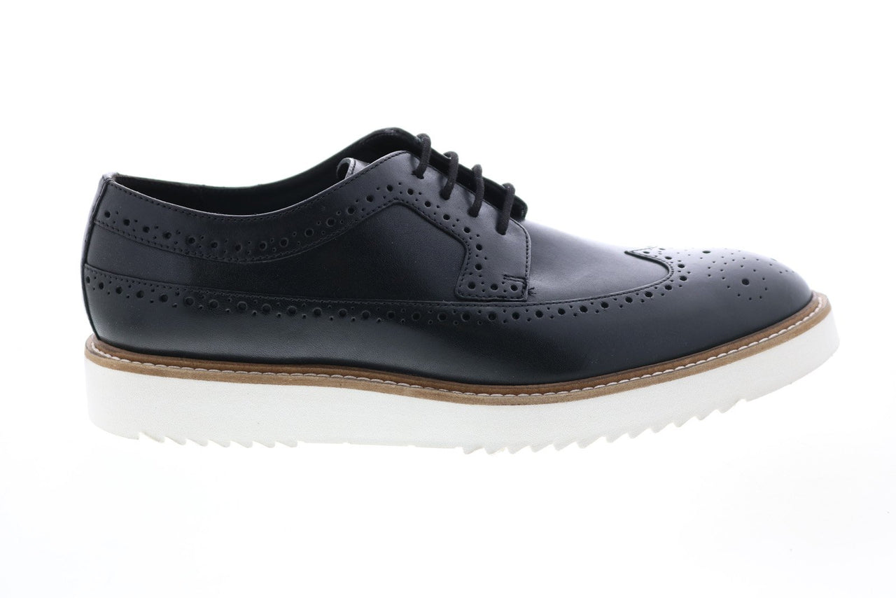 Clarks Ernest Limit Mens Black Leather Oxfords Wingtip & Brogue Shoes ...