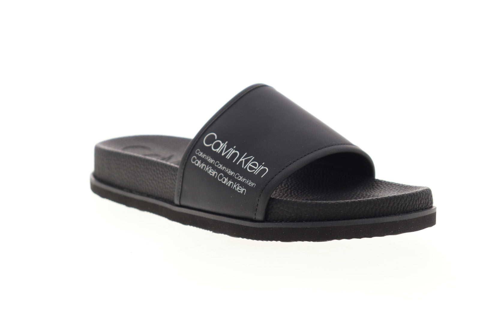 Calvin Klein Mackee Rubberized Smooth Indus Mens Black Slides Sandals -  Ruze Shoes