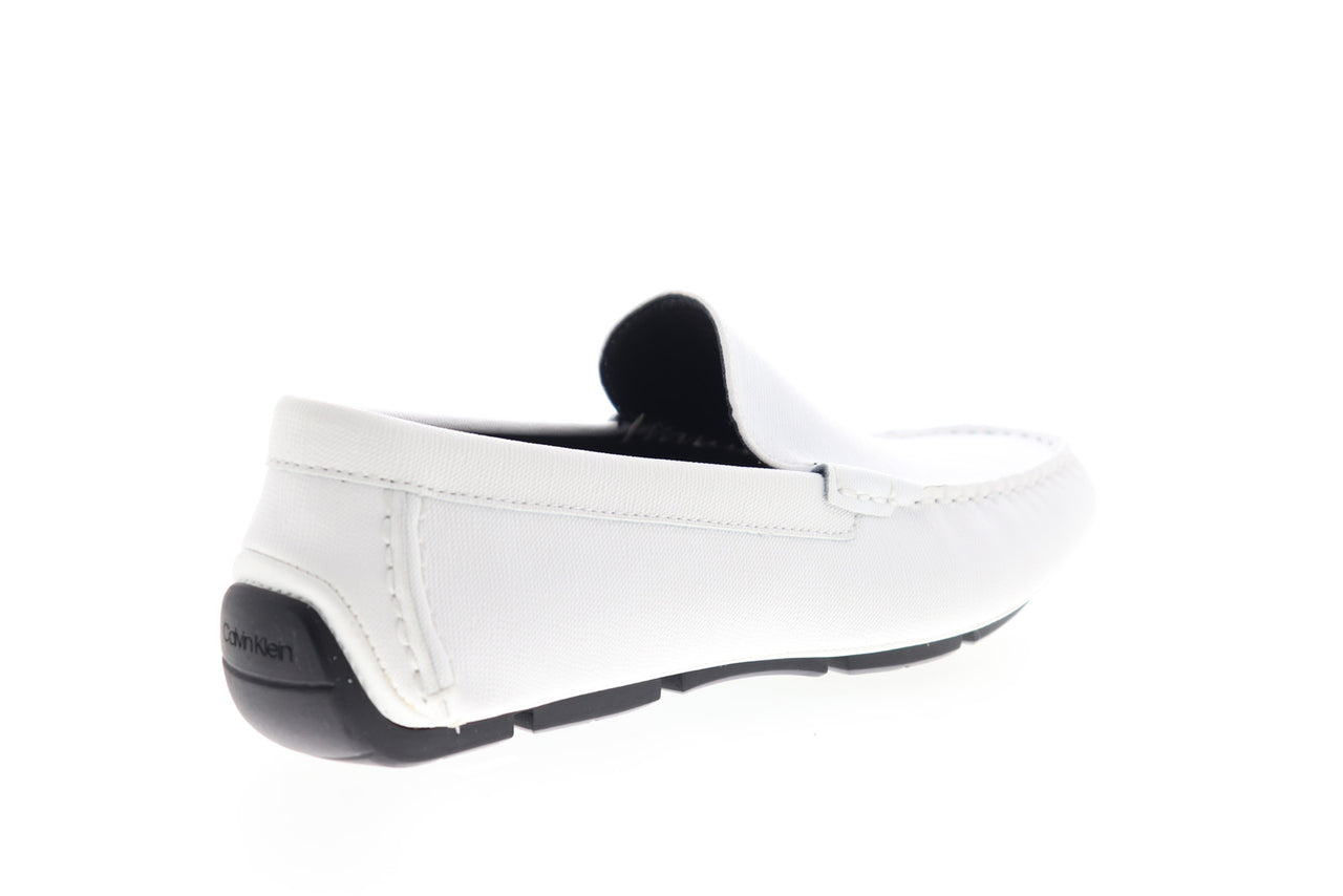 Calvin Klein Kaleb 34F0994-WHT Mens White Leather Low Top Moccasin Loa