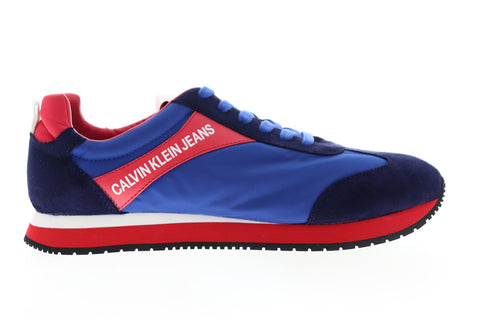 Calvin Klein Jerrold Logo 34S0615-BMT Mens Blue Suede Designer Sneaker - Shoes