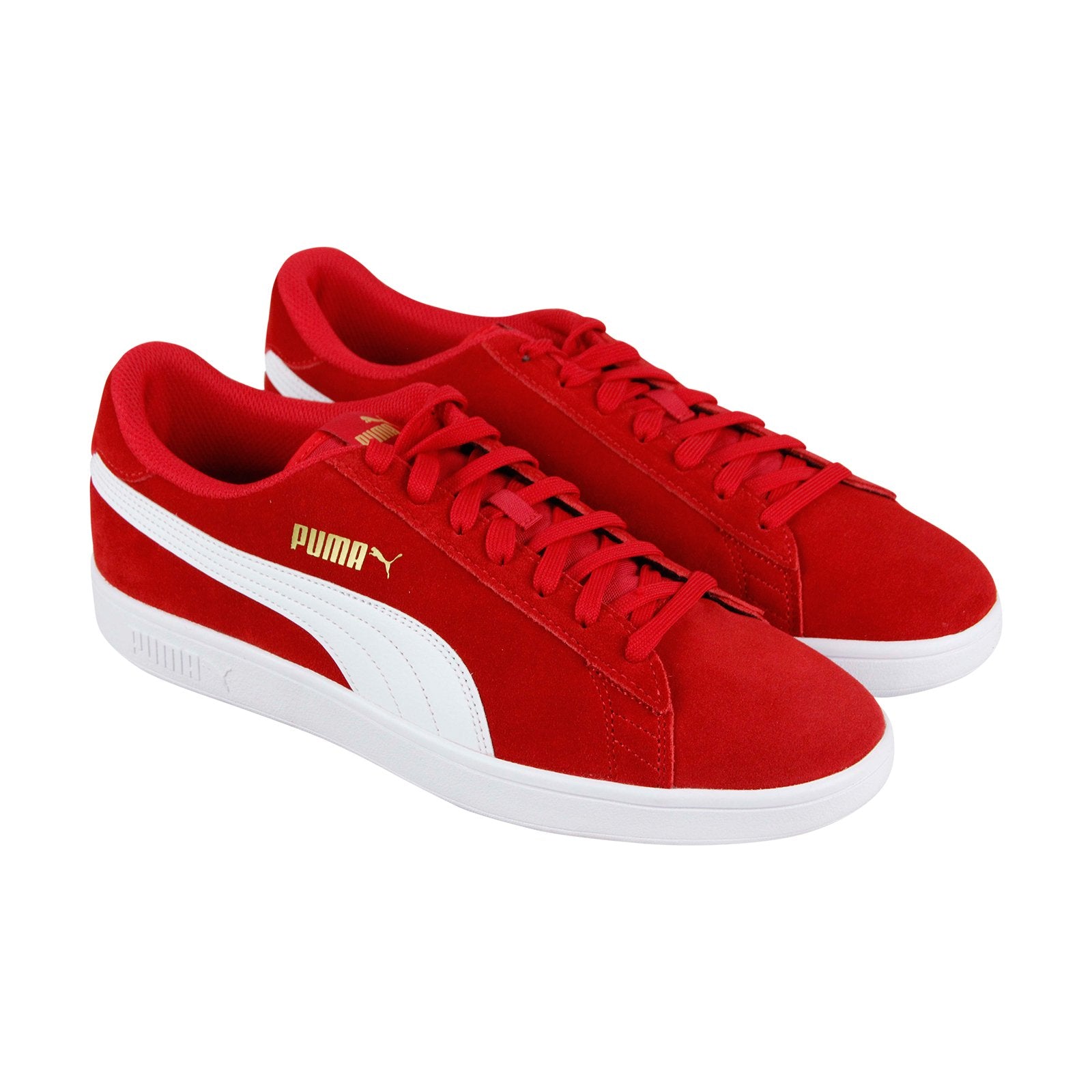 Puma Smash V2 36498922 Mens Red Suede Lace Up Lifestyle Sneakers Shoes ...
