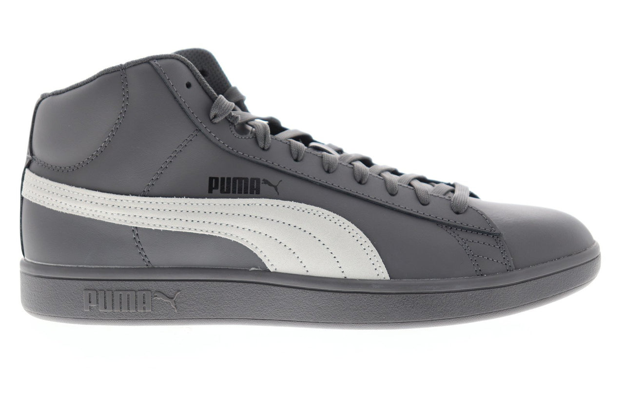 Puma Smash V2 Mid L 36692404 Mens Gray Leather Low Top Sneakers Shoes ...