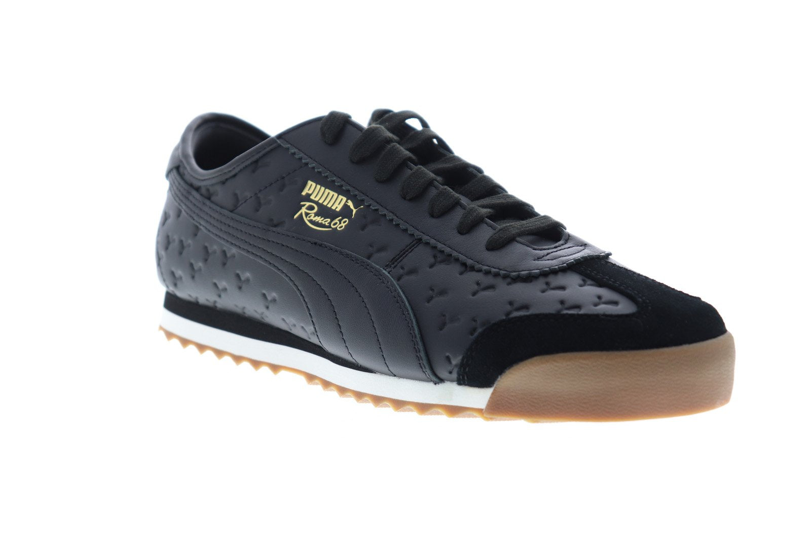 Puma Roma 68 Gum 37060001 Mens Black Leather Low Top Lifestyle Sneaker ...