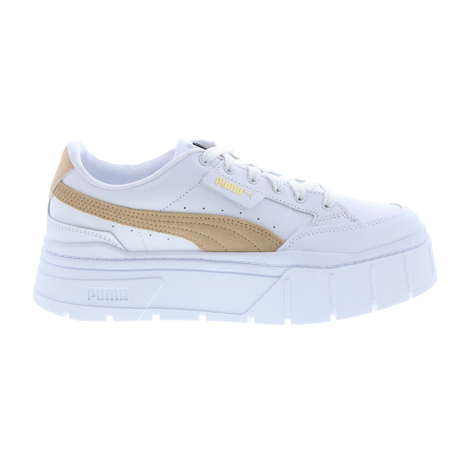 Puma Mayze Stack 38436303 Womens White Leather Lifestyle Sneakers Ruze Shoes