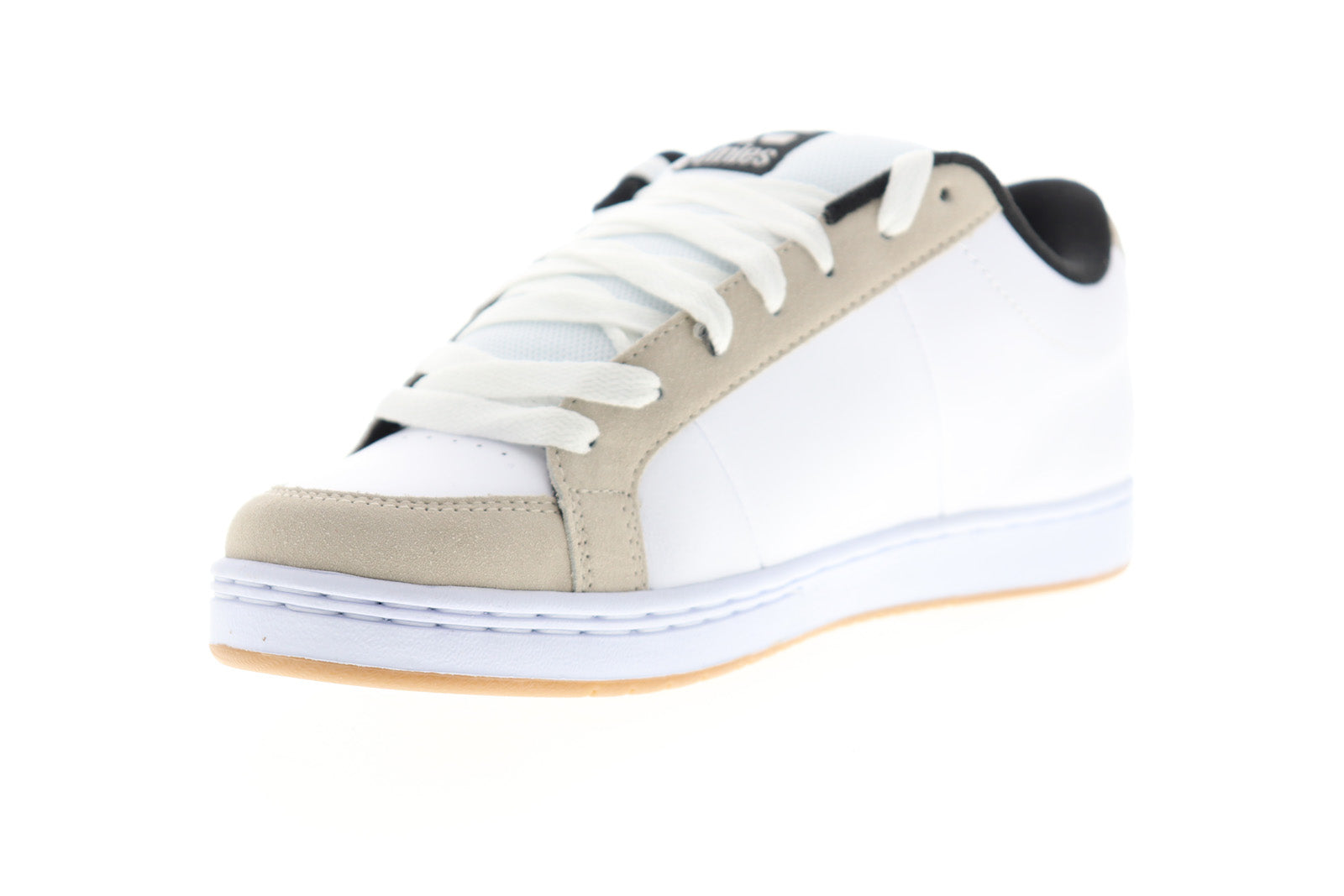 Etnies Kingpin Mens White Leather Low Top Lace Up Skate Sneakers Shoes ...